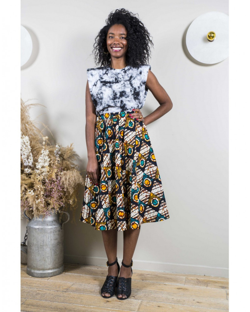 SOPHIE flared SKIRT, ARTY wax print